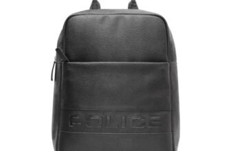 Police Premium Laptop Backpack for Men | Stylish Vegan Leather Backpack with Padded Laptop Compartment | Front Utility Pocket & Padded Shoulder Straps | Travel, Office & College Backpack | Black