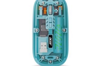 Acer Clearview Wireless Mouse, Dual Mode Bluetooth 5.2 & 2.4GHz, Rechargeable 500mAh Battery, RGB Lighting, 3200 DPI Adjustable, Silent Portable Mouse for Laptop, PC, Mac & Tablet, Green