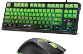 Archer Tech Lab Wired Gaming Keyboard and Mouse Combo| RGB Backlit, 87 Keys with 19 Anti-Ghosting, 7-Button Mouse, Adjustable 4 DPI (1200-3600) USB Plug & Play for PC Laptop Mac PS5 Xbox (Astra G300)