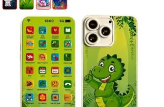 Eitheo Kids Learning Phone Toy | Rechargeable Talking Mobile for Boys & Girls 2-6 Years | 24 Educational Activities English & Hindi |Type-C Cable Included | Random 1 of 4 Designs