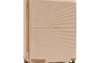 Police Origine Cabin Trolley | 65L Capacity TSA Lock 8 Smooth 360° Spinner Wheels Telescopic Handle PP Hard Shell | Lightweight 20″ Cabin Luggage for Travel & Weekend Trips (Beige/TAN) (Baby pink/Tan)