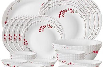 Larah by Borosil Verona Opalware Dinner Set, 27-Pieces, White