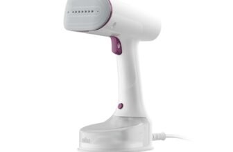 Braun QuickStyle 5 Garment Steamer, Original German Brand, Patented FastSteam System, Unique iCare Technology, 2-in-1 Horizontal & Vertical Usage, De-wrinkle Brush Included, White & Purple, 1200W