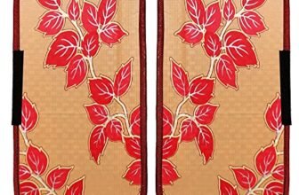 Heart Home Leaf Design PVC 2 Pieces Fridge/Refrigerator Handle Cover (Gold & Red) CTHH5392, Standard