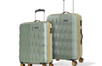 Aristocrat Comet Set of 2 (Cabin+Medium) Hard Case Trolley Bags, Green