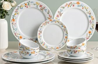 Bodhi House Premium Porcelain Dinner Set, 12 Pieces, Floral Vine