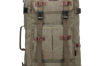WITZMAN Canvas Backpack for Man Vintage Travel Backpack Large Laptop Backpack Convertible Shoulder Rucksack（A519-2 Army Green）