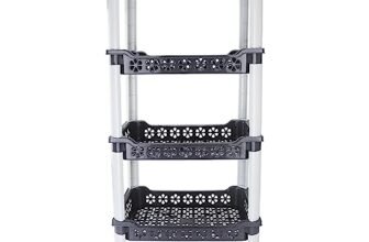 Nayasa Candy Rectangular Trolley 4 Layers | Kitchen Organizer | Stand for Kitchen | Shelf Organizer | Vegetable Basket for Onion,Potato |Vegetable Trolley with Wheels | 38 X 28 X 79 cm | Grey