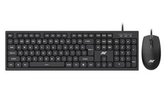 Ant MASTER10 Full Size Wired Keyboard and Mouse Combo, 104 Keys, 6 Anti-Ghosting, Membrane Switch, 3D Optical Mouse, 1200 DPI, USB Plug & Play, for Windows, Mac, Linux – Black