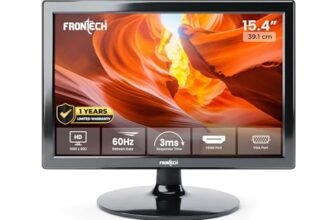 FRONTECH 15.4 Inch HD LED Monitor, Refresh Rate 60 Hz,1280 x 800 Pixels, Wall Mountable Slim Stylish Design with 16.7M Colors, HDMI & VGA Ports, Built-in Power Supply (MON-0068,Black)
