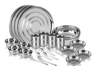 Anjali Stainless Steel Solid Dinner Set, 24 Pieces, Silver