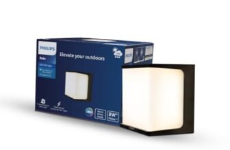 PHILIPS 8-watt LED Square Shape Wall Light | Rain IP-65 Water Proof Wall Lamp for Outdoor Decoration | Colour : Warm White, Pack Of 1