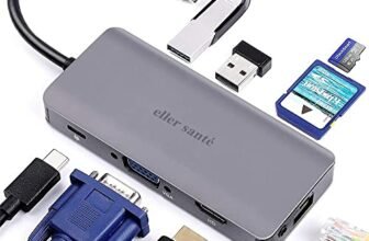 eller santé® USB C Hub Hyperion 9IN1 Type C Hub, 4K HDMI Output, USB 3.0, SD/Micro SD Card Reader, VGA, Ethernet & Audio Jack for MacBook Pro, MacBook Air, and Other Type-C Enabled Device (Grey)