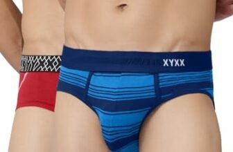XYXX Men’s Super Combed Cotton Regular Fit Briefs with No Marks Waistband| Pacific Blue+Rio Red | XL