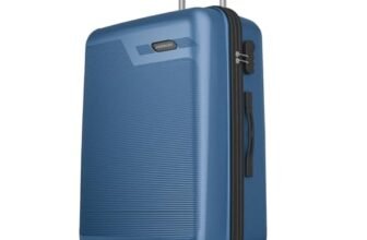 Aristocrat Axis Check-in Trolley Bag 76cm | Large | Hard Luggage | Smooth 8-Wheel Suitcase | Combination Lock with Sturdy Zipper | Polycarbonate | 3-Year International Warranty (Dark Teal)