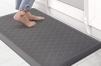 LifeKrafts Anti Fatigue Comfort Mat | Thick Cushioned Anti Slip Floor Mat for Kitchen, Standing Desk, Home & Office | Waterproof & Easy to Clean | 82 × 52 × 1.8 cm | Grey-Design