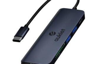 Auklet USB C Hub Docking Station, 6-in-1 Aluminium USB C Hub,4K HDMI@30HZ,100 W Power Delivery,SD/TF Card Reader, Compatibile with iOS, Windows and Linux
