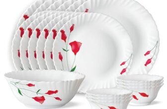 Larah by BOROSIL Diana Opalware Dinner Set, (19-Pieces, White)