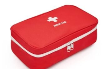 ONISWELL First Aid Bag Empty Medicine Storage Organizer with Handle | Large Medical Kit Pouch with Mesh Pocket, Elastic Loops & Spacious Compartments | EVA Case for Home, Car, Office, Travel & Camping