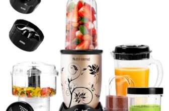 Wonderchef Nutri-blend Juicer, Mixer, Grinder & Chopper|500W 100% Full Copper Motor|Complete Kitchen Machine|4 Unbreakable Jars with Chopper|Recipe Book By Chef Sanjeev Kapoor|Champagne