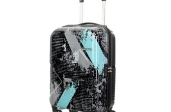 Kamiliant by American Tourister ATHER|Printed Cabin Trolley Bag Small Size (55 cms) for Travel| Hard Case Polypropylene (PP) Suitcase|360° 8-Wheel Spinner Luggage Trolley|Combination Lock|Black