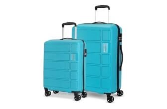 Kamiliant by American Tourister 2 Pc Harrier Edge 8W Set 56 Cm & 68 Cm – Small & Medium Polypropylene(PP) Hardside 8 Wheels Spinner Luggage Set/Trolley Bag Set (Coral Blue)