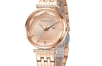 Giordano Exquisite Analog Watch for Women with Round Cut Glass Textured Dial, Date Display Function, Quartz Movement and Stainless Steel Strap – GZ-60111