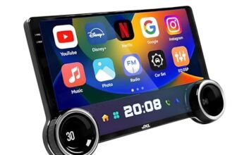 JXL 10.1 Inch Android Car Stereo | Double Din, DSP, 2K Ultra HD Display | TS10 Processor | 4GB RAM 64GB ROM | Wireless Apple Car Play, Android Auto | Dual Knob Split Touchscreen | Bluetooth GPS Wi-Fi