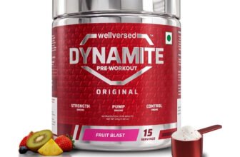 Wellversed Dynamite Pre-Workout for Men (15 servings) Pre Workout(210 g, Fruit Blast)