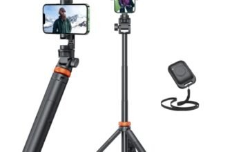 EUCOS 62″ Phone Tripod, Tripod for iPhone & Selfie Stick with Remote, Extendable Cell Phone Stand & Ultimate Phone Holder, Solidest Phone Stand Compatible with iPhone/Android