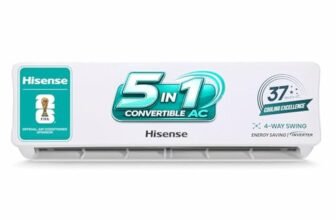 Hisense 1.5 Ton 5 star Inverter Split AC(Copper, 5-in-1 Convertible with Intelligent 4 modes, PM 2.5 filter, Anti corrosion, AS-18TR4R5E, White）