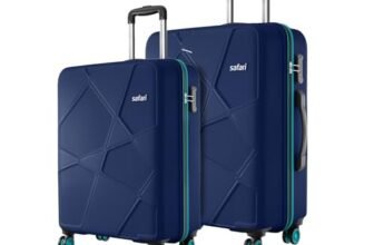Safari Cabin Pentagon Pro 8 Wheels Spinner Set of 2 (+ Medium) Trolley Bags, Hard Case Polypropylene, 360° Wheeling Luggage for Men & Women, Suitcase for Travel, Trolley Bags for Travel, Navy
