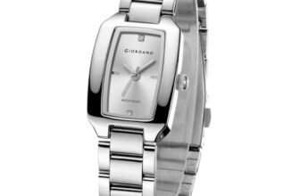 Giordano Analog Watch for Women – Rectangular Dial, Stainless Steel Strap, Crystal Accent Markers, Elegant Wristwatch – GZ-60140-11