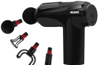 AGARO Primo Gun Massager, 4 Heads, 6 Speed, Rechargeable, Handheld, Deep Tissue Muscle Massager for Full Body Relief, Muscle Relaxation of Neck, Shoulder, Back, Foot for Men & Women, Black.