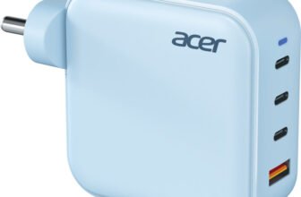 Acer 100 W GaN 5 A Wall Charger for Mobile with Detachable Cable(Blue)
