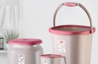 Cello Cubic 20 Bathroom Set | Sturdy and Durable | Cubic Set (Bucket 18 L + Stool + Mug 1.5 L) | Lightweight and Rigid | Easy to Clean and Attractive Design | Set of 3 | Pink