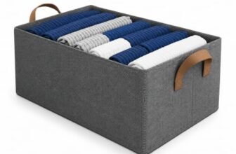 DALUCI 1 Pcs Wardrobe Organizer for Clothes – Foldable Fabric Storage Box with Metal Frame | Storage Basket for Almirah, Cupboard, Jeans & Sweaters (Grey)