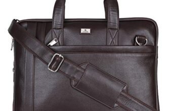 K London 14 Inches Slim Vegan Leather Expandable Men Women Unisex Laptop|MacBook Shoulder|Messenger|Office|Travel|Business Bag for Men Women with Multiple compartments(1808) (Dark Brown)