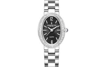 London Fog Queenhithe Collection Watch for Women with Oval Textured Dial, Crystal Studded Bezel and Stainless Steel Strap – LFW20003-11