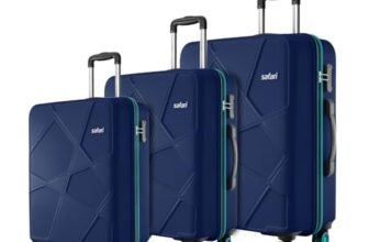 Safari Polypropylene Spinner Pentagon Pro 8 Wheels Set Of 3 (Cabin + Medium + Large) Trolley Bags, Hard Case, 360º Wheeling Luggage, Suitcase For Travel, Navy, 55, 65, 75 cm