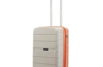 Provogue Cascade Hard-Sided PP 55 Cm Suitcase/Cabin Trolley Bag Small| Expandable Space with 8 Wheels Trolley Bags for Travel |Combination Lock|5 Year Warranty (Timberwolf Grey/Burnt Orange)