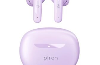 pTron Bassbuds Astra in-Ear TWS Earbuds w/Stereo Sound, 50Hrs Playtime, Stereo Calls, Custom EQ, Mobile App, BTv5.3 Headphones, Touch Control, Voice Assistant, Type C Charging & IPX4 (Lilac)