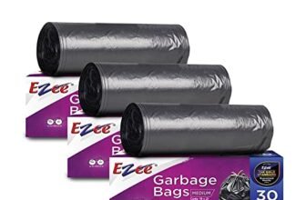 Ezee Live Life Ezee Way Black Garbage Bags for Dustbin|90 Pcs|Medium 19 X 21 Inches|30 Pcs X Pack of 3, 3 count
