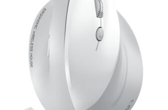 Portronics Toad Ergo 4 Vertical Wireless Bluetooth Mouse, Dual Mode(2.4GHz+BT), Upto 4000 DPi, 6 Button Control, Rechargeable Battery, Noise-Free Clicking, Multi-Device Pair, Ergonomic Design (White)