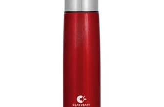 Clay Craft Vacbott Terra Double Walled|18 Hours Hot and 24 Hours Cold Vacuum Insulated|Thermosteel| Flask 500 ml|Steel Water Bottles for Office|Travelling|BPA-Free|BIS Certified|1Year Limited Warranty