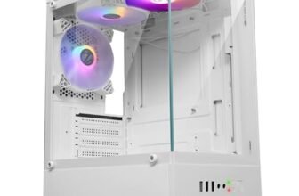 ZEBRONICS ROBUST Premium Gaming Chassis with support for mATX | Mini ITX, Wraparound Tempered Glass, 120mm Multicolor LED Ring Fans, Top Magnetic Dust Filter, 3 Fans Included (White)