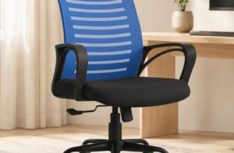 INNOWIN Mini Jazz Mesh Mid-Back Ergonomic Home Office Chair | 3-Years Limited Warranty Included | Tilting & Height Adjustable Mechanism, Heavy Duty Metal Base | Ideal for Office Work & Study (N Blue)