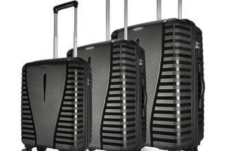 Aristocrat Airpro Set of 3 (Cabin+Medium+Large) Trolley Bags, Jet Black