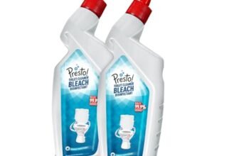 Amazon Brand – Presto! Toilet Cleaner Bleach Disinfectant | 1 Litre | 500 Ml X 2 | Kills 99.9% Germs | White