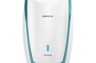 Havells Instanio 3L Instant Water Heater(Geyser)| Temp. Sensing LED Indicator| Rust & Shock Proof Body| ISI Marked|Warranty: 5 year on Inner Tank| High Rise Compatible (White Blue)